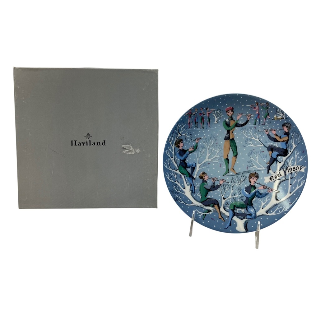 VTG Haviland Limoges France Noel 1980 Eleven Pipers Piping‎ Plate Christmas